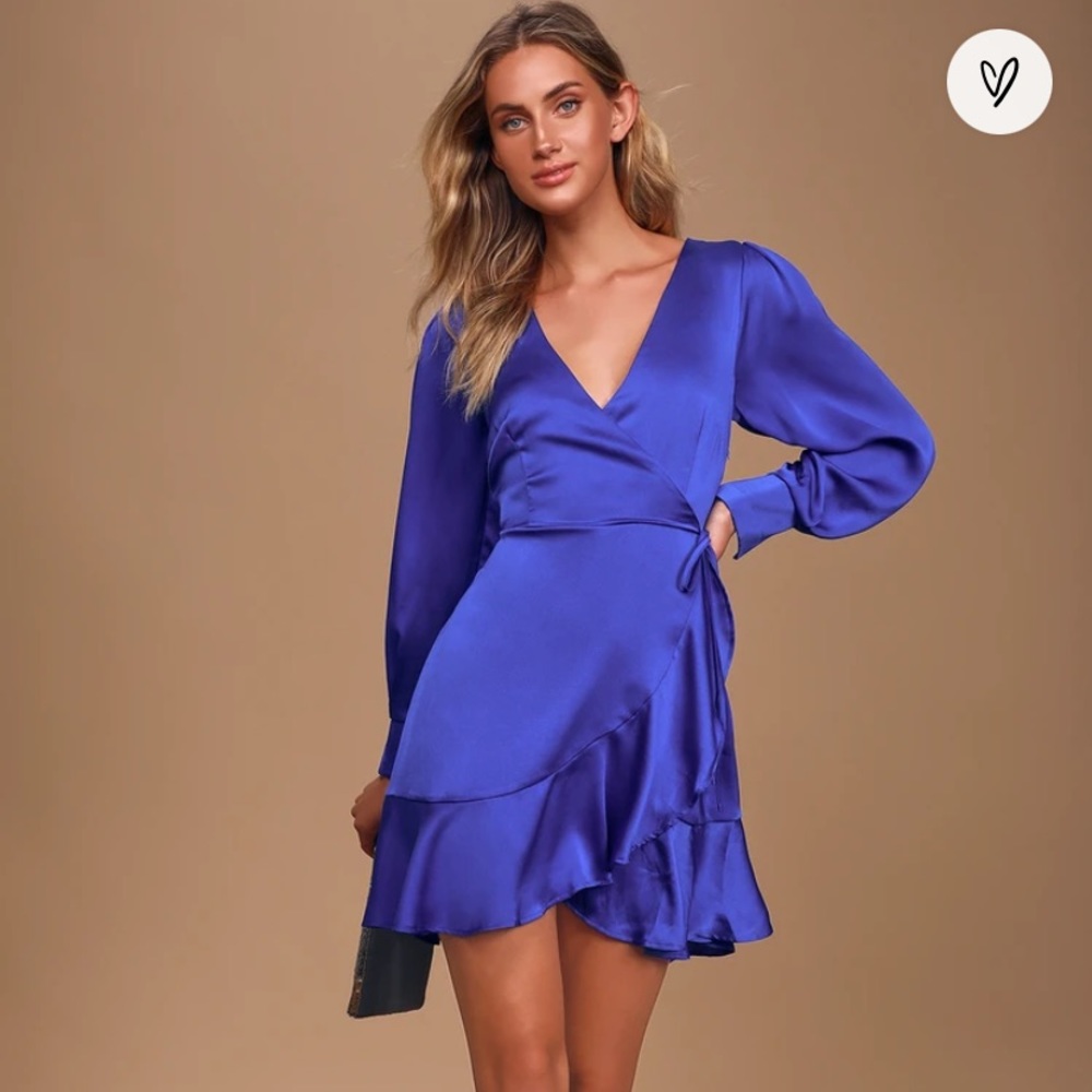Lulu’s Bona Fide Babe Wrap Dress Blue